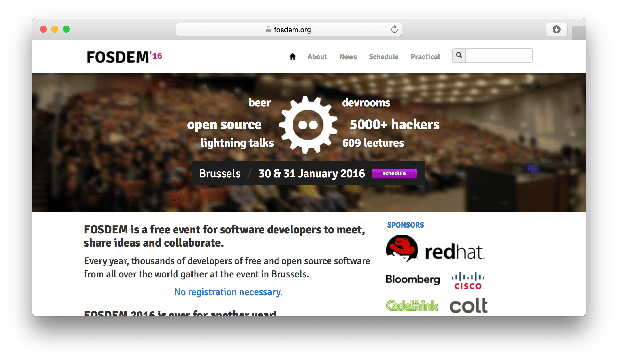 FOSDEM website screenshot